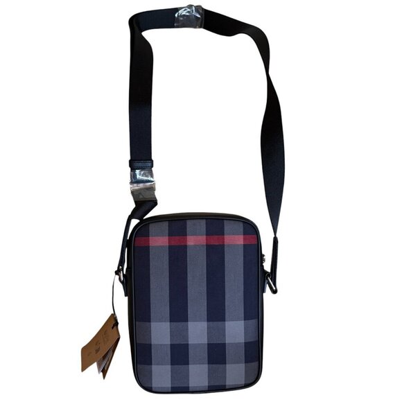 Burberry Paddy Crossbody IP Check Bag, Navy/Red with black leather - Picture 1 of 16